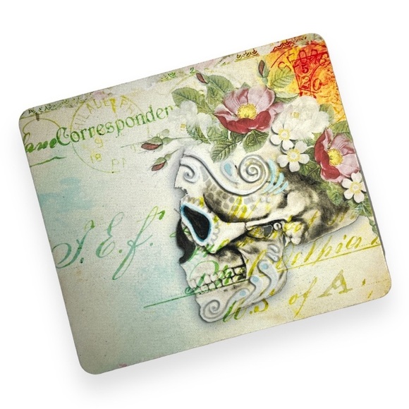 Sugar Skull Floral Computer Laptop Mouse Pad Custom Made Profile Skull Floral - Picture 2 of 4